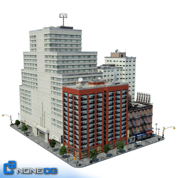 3ds max new york city block - NYC Block Set 6... by NONECG